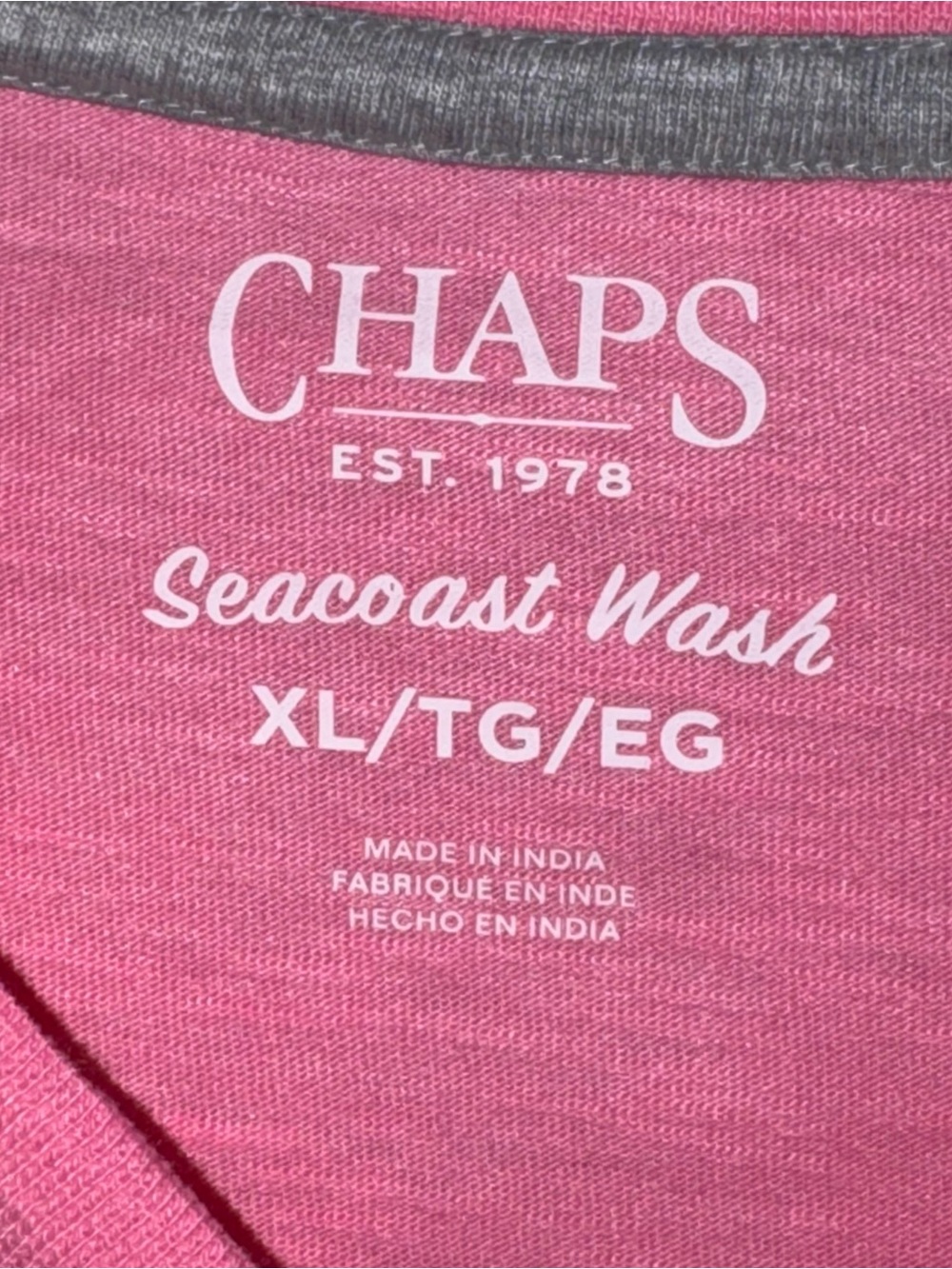 Chaps Men's X-Large Pink Pocket T-Shirt NWT Seacoast Wash Slub Jersey Short Slv - Picture 5 of 7